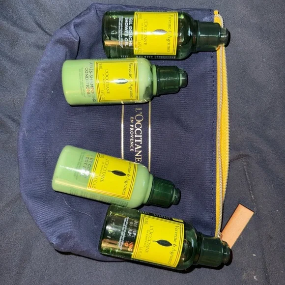 NEW! 4 L'Occitane Verveine & Agrumes Bath Travel Kit - 4 Pc Set w/ Bag - Picture 3 of 4
